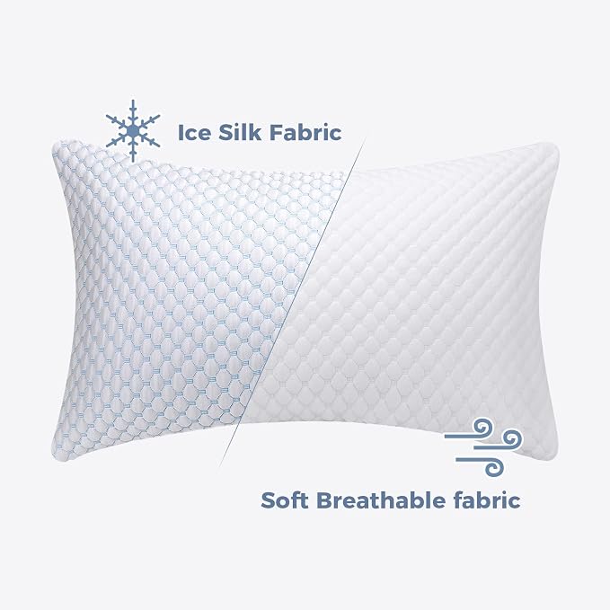 OSBED Shredded Memory Foam Pillows Queen Size Set of 4 | Neck pain relief, supportive, odorless, cooling pillow, adjustable, washable, CertiPUR-US hypoallergenic adult pillow