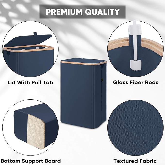 BALEINE 70L Laundry Hamper with Lid, Large Laundry Basket Bin | Large Capacity, Easy-Access Lid, Shape-Retaining Structure, Pull Handles, Ideal for Bedroom, Dorm, Laundry Room