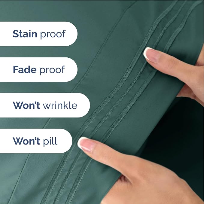 Twin XL Size 3 Piece Sheet Set - Ultra Soft & Cooling Sheets - Dusty Teal | Fits 8 Inch to 16 inch Mattress, Wrinkle Free & Fade Resistant with Deep Pockets, Breathable, Comfy Hotel Luxury Bedding