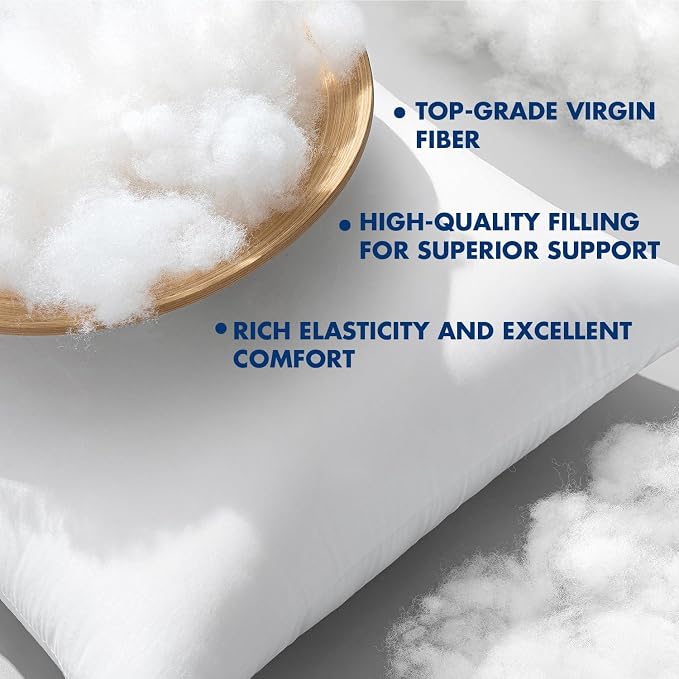 MIULEE 18x18 Inch Pillow Inserts Pack of 4-100% Cotton Cover | White Throw Pillow with 100% Virgin Microfiber for Bed Sofa Couch Living Room, All-Season Decorative Back Support