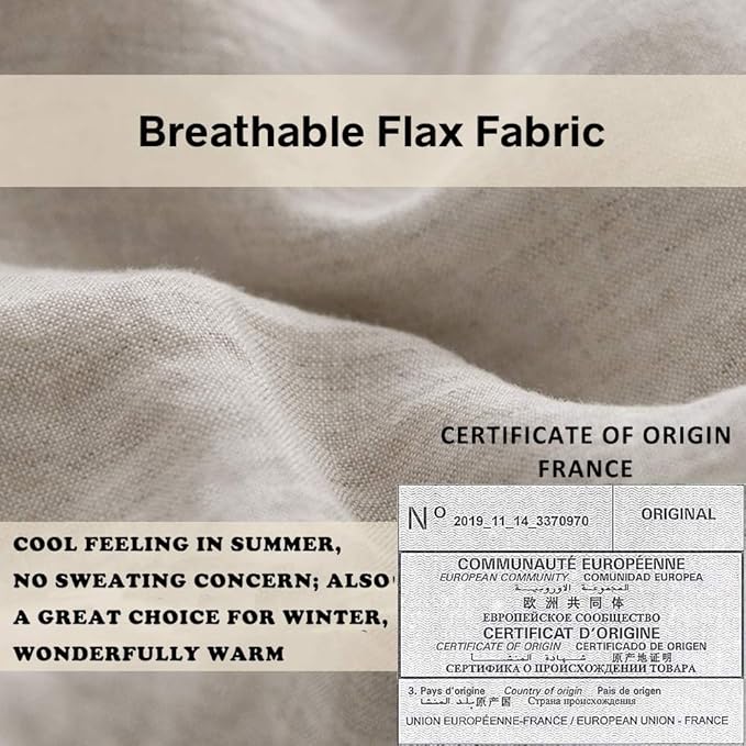 Simple&Opulence 100% Linen Duvet Cover Set with Embroidery Border Washed - 3 Pieces (1 Duvet Cover with 2 Pillow Shams) with Button Closure Soft Breathable Farmhouse - Linen, Full Size