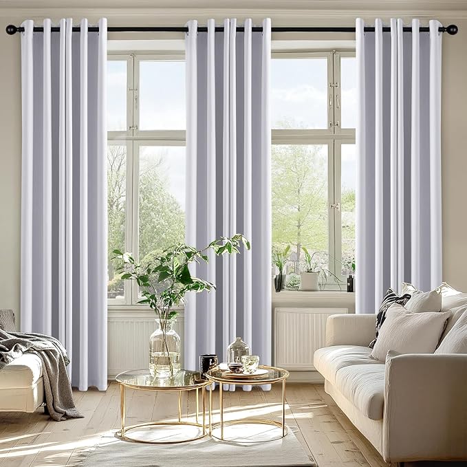 MIULEE Blackout Curtains for Bedroom 2 Panels 40x80 Inch Long Greyish White | Thermal Insulated, Living Room Darkening Grommet Drapes, Noise Reducing, Light Blocking Window Treatments