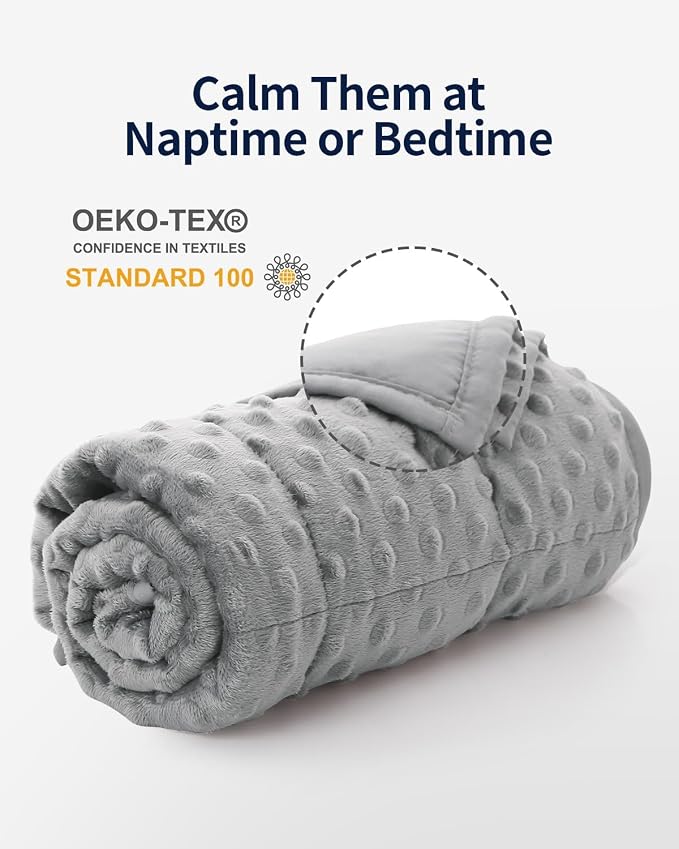 Mr. Sandman Weighted Blanket for Sleeping 2 lbs, 20 x 30 Inches | Soft Cooling Minky Dots; Machine Washable; Glass Bead Filling; Weighted Lap Blanket for School and Home; Grey
