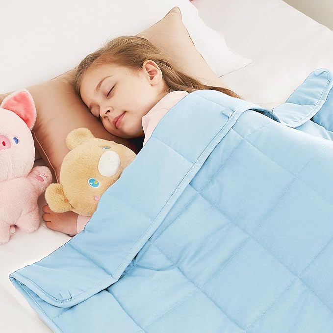 CuteKing Weighted Blanket - Weighted Blanket with Premium Glass Beads - Breathable Heavy Blanket for Comfortable Rest - Thick Blanket All Season (10lbs, 50"x60", Light Blue)