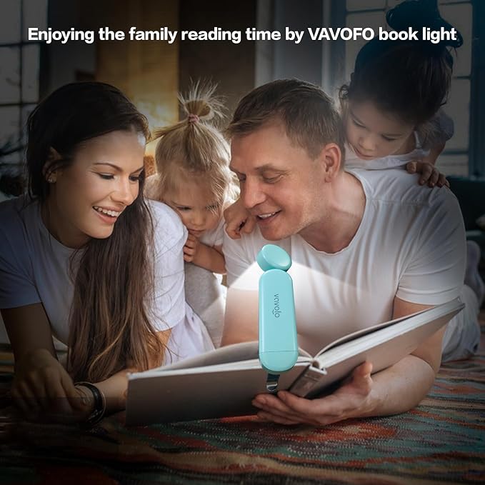 VAVOFO USB Rechargeable Book Light, Bookmark Clip on LED Reading Light | 3 Colors 9 Lighting modes clip on book light, Eye Care Glow for Bed Reading, Christmas Gift for Bookworms, Book Accesories