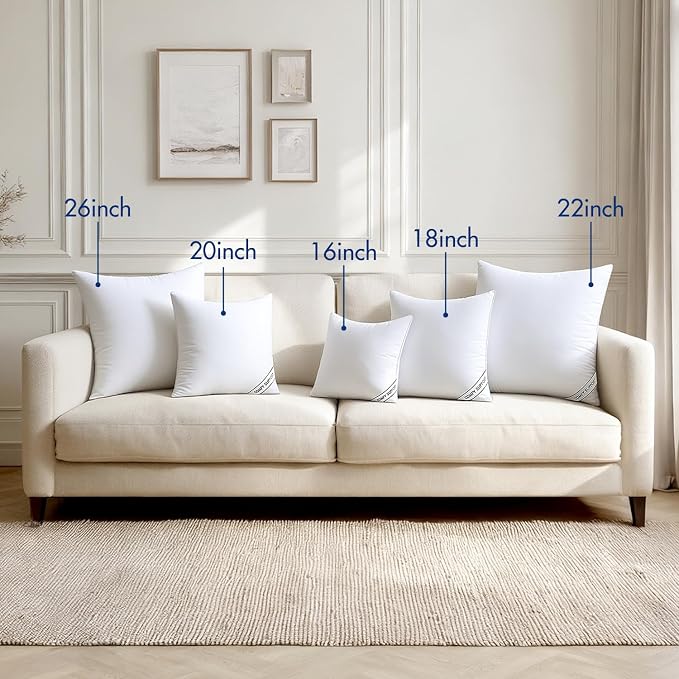 MIULEE 24x24 Pillows Inserts Pack of 2, Down Alternative Virgin Filling | Decorative Pillow Insert, Comfy Support Throw Pillows for Sofa Couch Bed