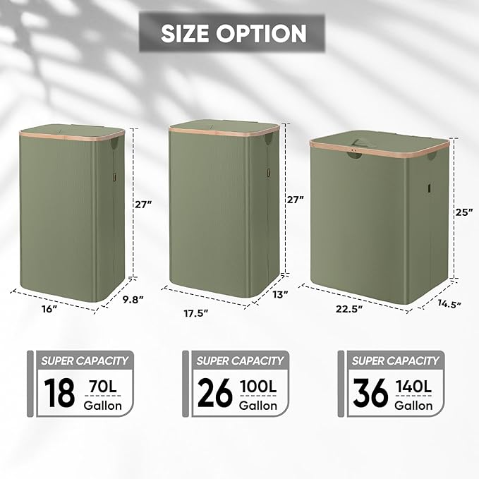 BALEINE 70L Laundry Hamper with Lid, Large Laundry Basket Bin | Large Capacity, Easy-Access Lid, Shape-Retaining Structure, Pull Handles, Ideal for Bedroom, Dorm, Laundry Room