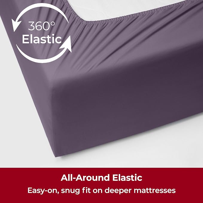 Mellanni Iconic 4-Piece, Ultra Soft Sheet Set (Queen, Purple) | 10M+ Sleepers. Lab-tested: Sleeps Cool, Stays Bright, Strong, Smooth. Good Housekeeping Best Bedding, 7 yrs running.