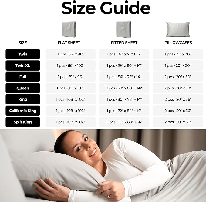 Silvery Silver Infused Bed Sheets Set - Ultra-Soft Temperature-Regulating Fabric with Self-Cleaning Technology™ That Stays Fresh 3X Longer for Hygienic Sleep - Ultra Soft Luxury Bedding Set