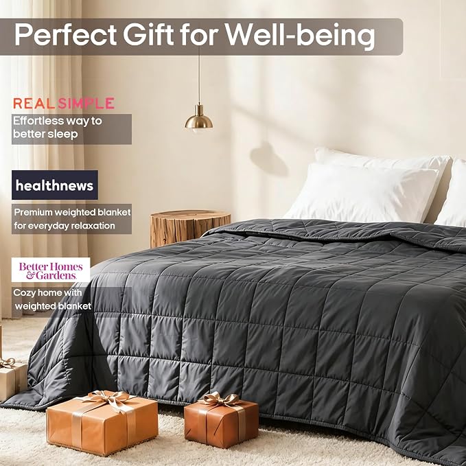 ZonLi Weighted Blanket for Adults (60"x80", 20lbs, Dark Grey) | Queen Size High Breathability Cooling Heavy Blanket, Soft Material with Premium Glass Beads, All-Season, Easy Care