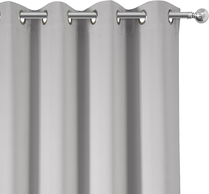 Blackout Curtains 52 x 45 inch/Light Grey Curtains Set of 2 Panels/Thermal Insulated Room Darkening Bedroom Curtains