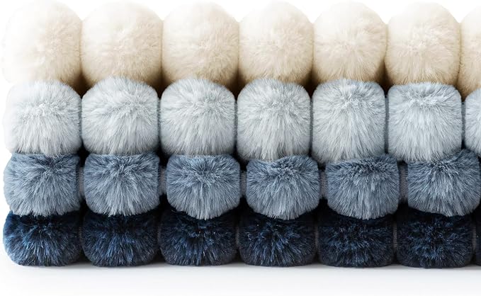 MIULEE Faux Fur Plush Decorative Throw Pillow Covers 18x18, Navy Blue | Set of 4, Striped, Soft Coastal Modern Cozy Home Decor, Cushion Cases for Sofa Couch Bed Living Room