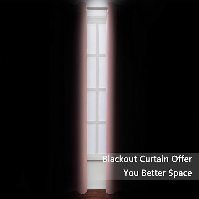 Blackout Curtains 66 x 84 inch/Pink Curtains Set of 2 Panels/Thermal Insulated Room Darkening Bedroom Curtains