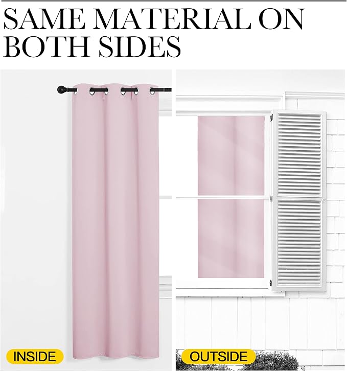NICETOWN Blackout Draperies Curtains, 1 Pair, 34 x 84-inch, Lavender Pink | Nursery Essential Thermal Insulated Grommet Top Blackout Panels for Girls Room