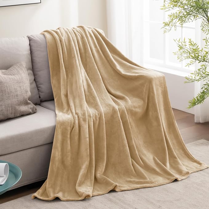 BEDELITE Fleece Blanket Soft Plush Twin Size Blanket Light Camel 60"x80" | Ultra Soft Fleece, Plush Microfiber, Lightweight Warmth, All Season Comfort, Fade Resistant, Machine Washable, Couch Sofa Bed