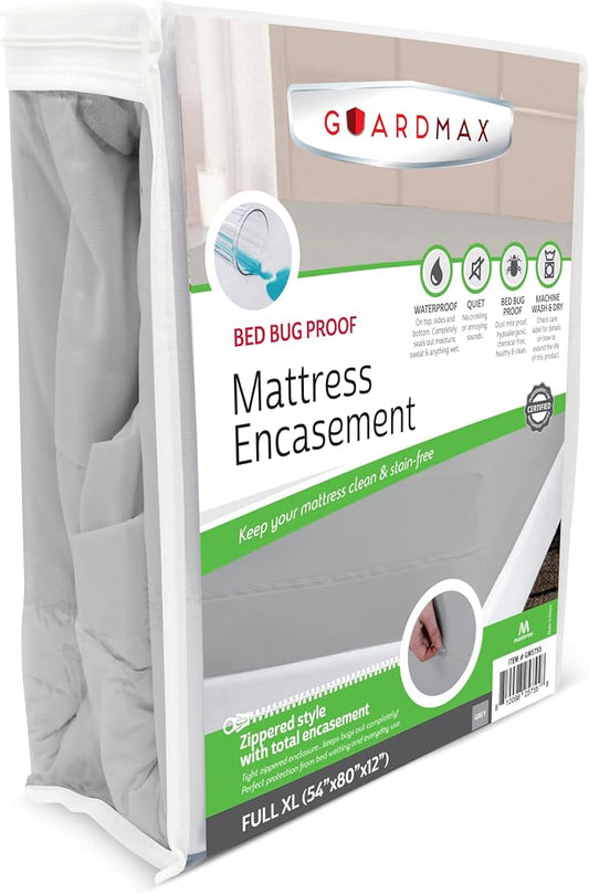 Guardmax Full XL Mattress Protector Zippered, Bed Bug Mattress Cover | Waterproof, Dust Mite Proof, 6-Sided, Soft Jersey Knit, Machine Washable, Full XL - 54 x 80, up to 13" Deep
