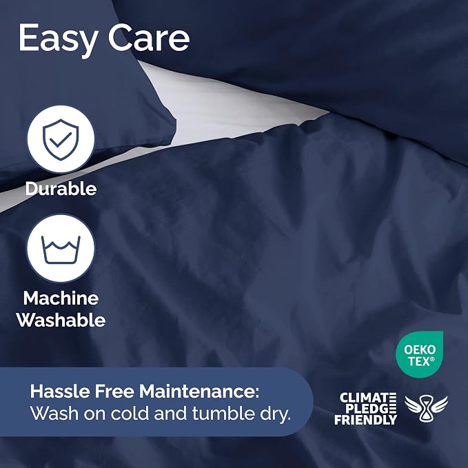 Duvet Cover King Size - Soft 3 Piece with Zipper Closure - Navy Blue | Extra Soft, Breathable, King Duvet Cover 104" x 90" with 2 Pillow Shams, Zipper Closures & Ties, Women, Men, Kids & Teens
