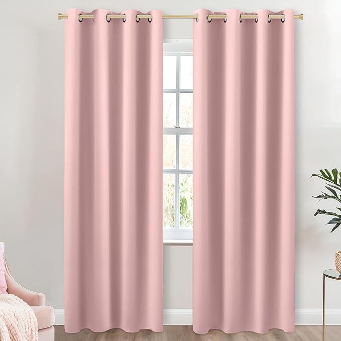 KOUFALL Dusty Blush Pink Curtains for Nursery,96 Inch Long Teen Girl Room Decor Coquette Curtains for Girls Bedroom 2 Panels Set