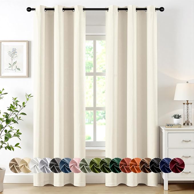 MIULEE Blackout Curtains for Bedroom 2 Panels 40 x 72 Inch Long Birch | Thermal Insulated, Living Room Darkening Grommet Drapes, Noise Reducing, Light Blocking Window Treatments