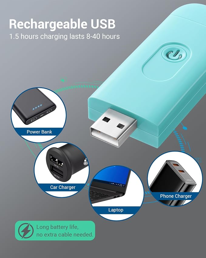 DEWENWILS USB Rechargeable Book Light, LED Clip on Book Reading Light Blue | Amber Glow, Blue Light Blocking, Brightness Adjustable, Flexible Lighting Angle, Portable Bookmark Light for Kids, Bookworms