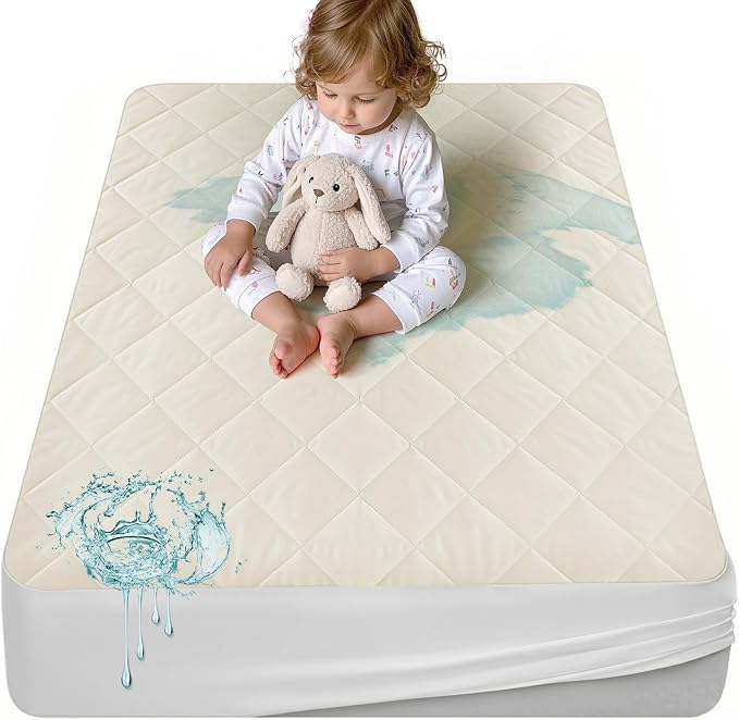 Organic Crib Mattress Protector - Top&Side 100% Waterproof Protector | Organic Mattress Protectors for bed | 5-Sided Waterproof Protection | Noiseless & Breathable | Crib Size 52x28x9 in