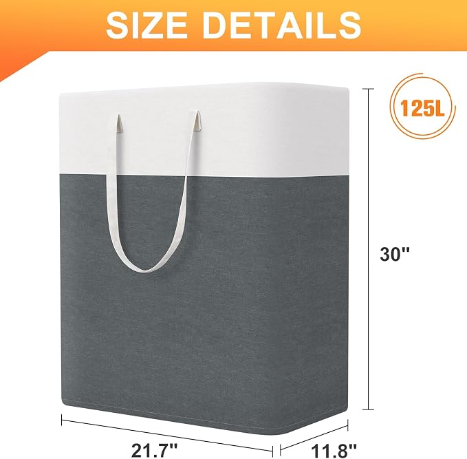 TasticTotes Laundry Basket 3-Pack, Laundry Hamper, 125L-Grey | Clothes Laundry Hamper, Collapsible Laundry Basket, Freestanding laundry hamper with Handles for Home or Dorm