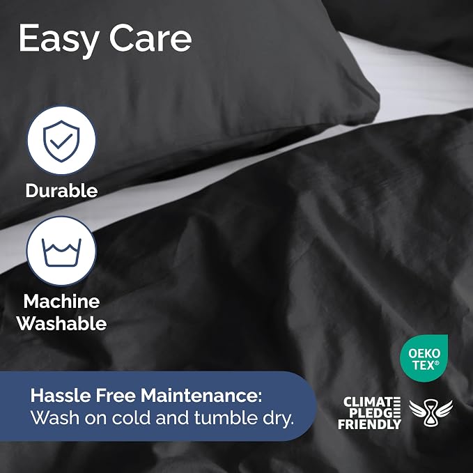 Duvet Cover Cal King Size - Soft 3 Piece with Zipper Closure - Black | Extra Soft, Breathable, Cal King Duvet Cover 104" x 98" with 2 Pillow Shams, Zipper Closures & Ties, Women, Men, Kids & Teens