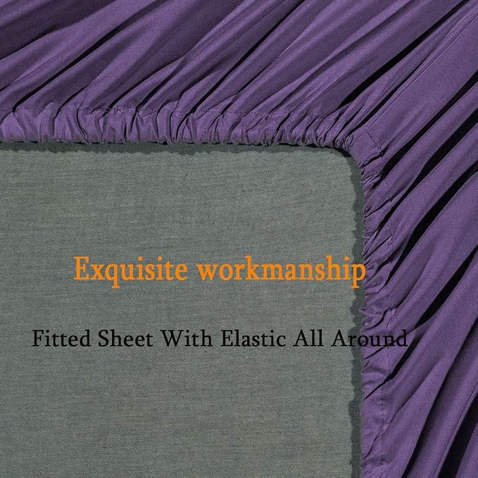 SONORO KATE Bed Sheet Set Super Soft Microfiber 1800 Series Luxury Egyptian Sheets Fit 18-24 Inch Deep Pocket Mattress Wrinkle-4 Piece (Purple, Twin XL)
