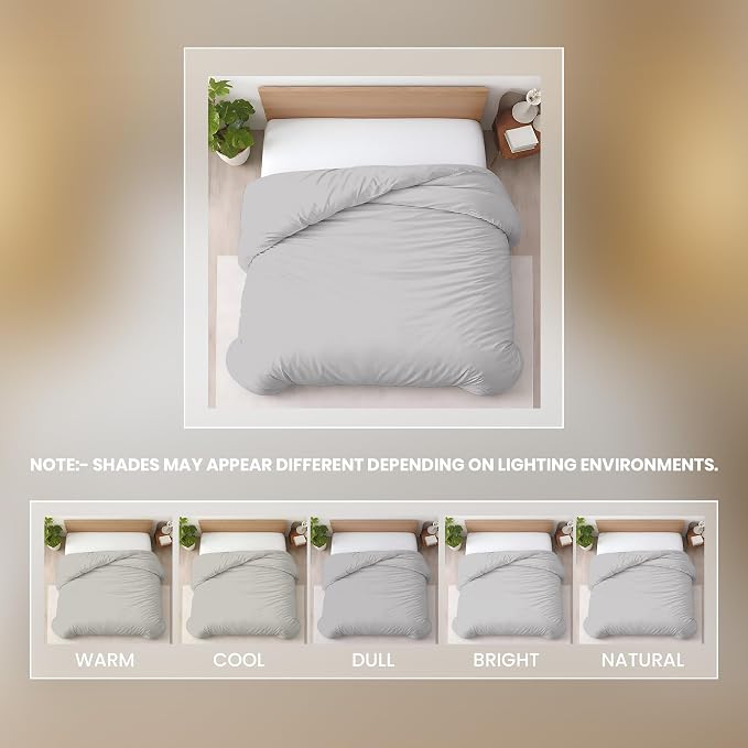 1 Pc Duvet Cover Queen Size/Full Size-100% Egyptian Cotton 600 Thread Count Ultra Soft Premium Durable Comforter Cover Zipper Closure & Corner Ties- (Silver, 90" X 90")