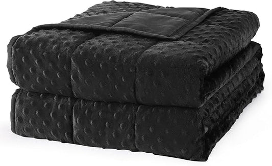 Mr. Sandman Weighted Blanket for Adults, Full Size 15 lbs, 48 x 72 Inches | Cooling Soft Minky for Hot Sleepers; Machine Washable; Filled with Glass Beads; Heavy Bed Throw for Sleep; Black