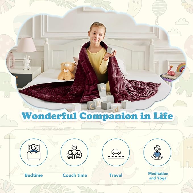 CuteKing Weighted Blanket - 40"x60" 7lbs Minky Dots Heavy Blanket with Glass Beads Soft Breathable for All-Season Summer Fall Winter Thick Comfort for Rest