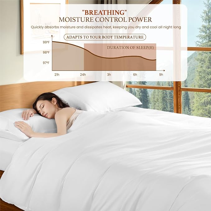 DEITAS 100% Cotton Queen Duvet Covers 3 Piece,1200 Thread Count，White | Luxury Egyptian Cotton Comforter Cover With Zipper Closure, Ultra Cooling Breathable, Hotel Bedding Duvet Covers