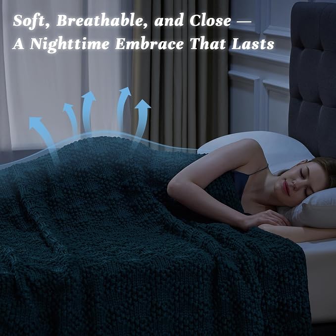 Anysay Knitted Weighted Blanket for Adult, Chunky Knit Throw 36''*48'' 3lbs | Cooling Weighted Blanket for Sleep Breathable Machine Washable Fall Heavy Blanket for Room Decor(Peacock)