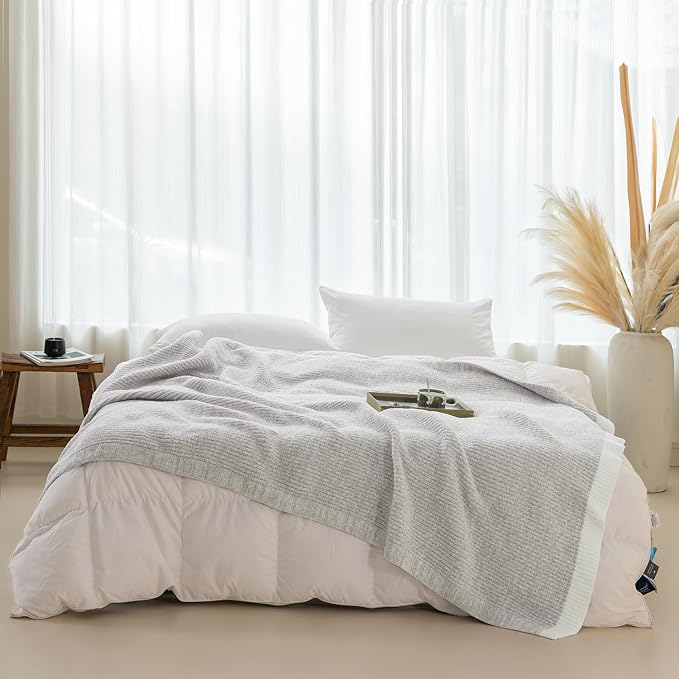 MH MYLUNE HOME Ultra Soft Ribbed Throw Blanket Plush, Gray, 60"x80" | Reversible Fleece Throw Blanket, Comfy Fluffy Fuzzy Plush Blanket Throws for Couch Sofa Bed, Cozy Blankets for Women Gift