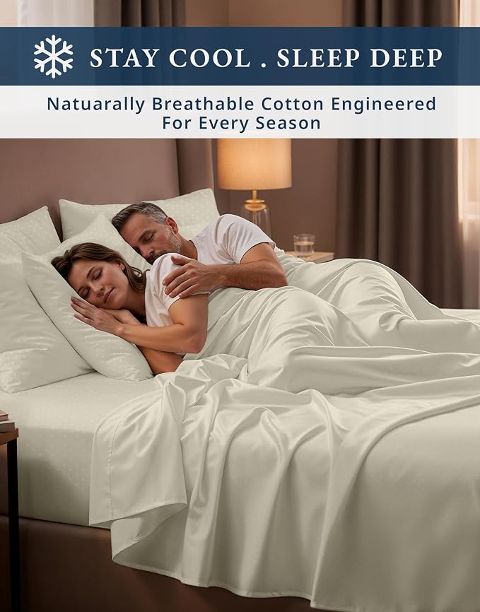 LANE LINEN Extra Long Twin Sheets for Dorm Room Sateen Weave - Ivory | White Twin Sheets - 3-Piece Set, Ideal For Dorms And Guest Beds, For Guests And Everyday Use, Guest-Ready Comfort