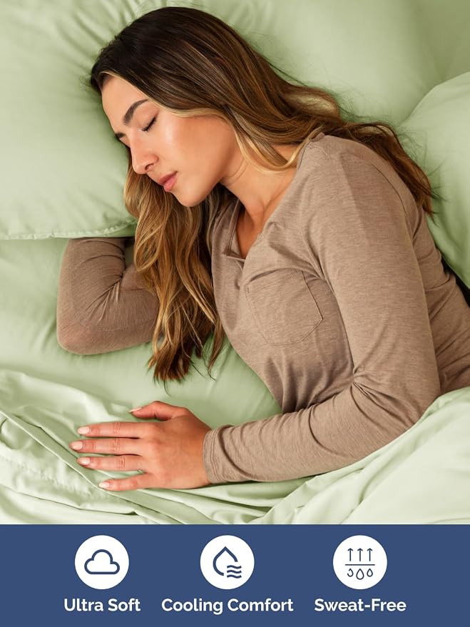 Extra Deep Full Sheet Set - 6 Piece Breathable & Cooling - Light Sage Green | Hotel Luxury Bed Sheets Set, Easy & Secure Fit, Ultra-Soft, Wrinkle & Fade Free, Comfy Sheets Set with Extra Deep Pockets