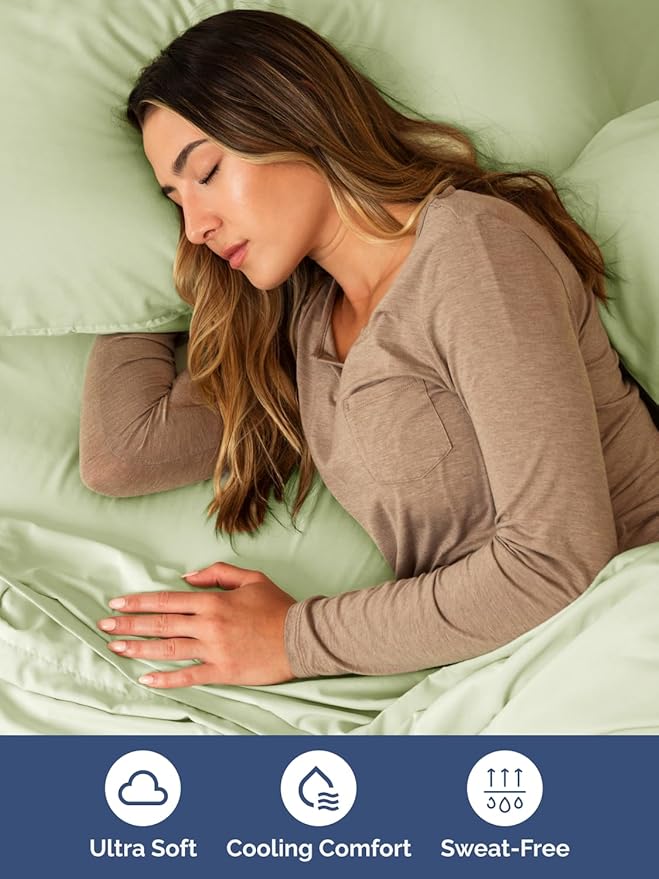 Extra Deep Full Sheet Set - 4 Piece Breathable & Cooling - Light Sage Green | Easily Fits 18 to 24 inch Mattress - Ultra Soft, Wrinkle & Fade Free with Extra Deep Pockets - Comfy Hotel Luxury Bedding