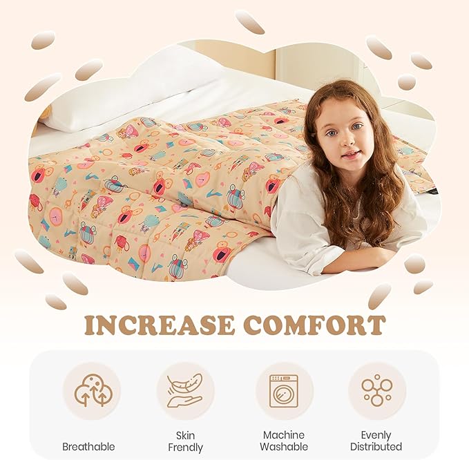 Weighted Blanket - 10 lbs Beige Princess Heavy Blanket - Small Size Breathable Lap Blanket(50"x60", 10 lbs)