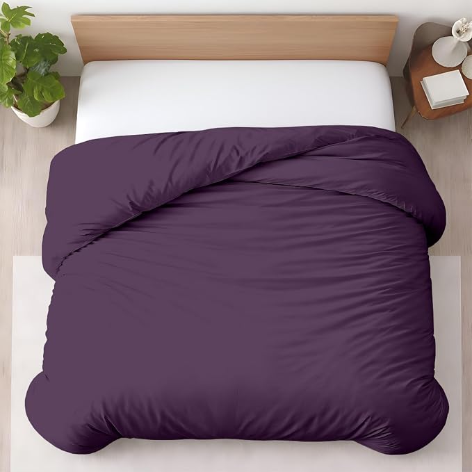 1 Pc 120"x120" Duvet Cover Super King Plus/Super Oversize King Size 100% Egyptian Cotton - 600 TC Comforter Cover, Zipper Closure & Corner Ties - Fits Only Extra Large Inserts - Plum