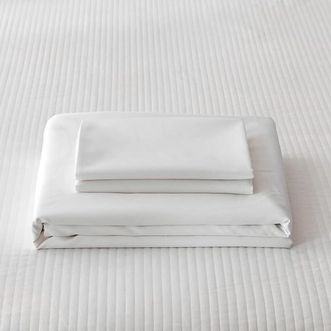 HeimenAogo Egyptian Cotton Duvet Cover Full Size Sateen Weave, Silky Soft and Breathable Bedding Set with Zipper Closure, Long Staple Cotton Bed Linen Pure White 3Pcs (80"×90")