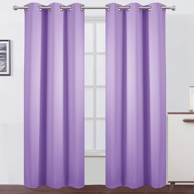Blackout Curtains 38 x 84 inch/Lavender Curtains Set of 2 Panels/Thermal Insulated Room Darkening Bedroom Curtains