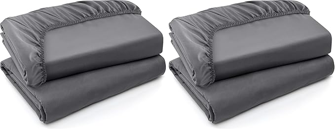 Utopia Bedding Twin Fitted Sheets - Bulk Pack of 4 Bottom Sheets - Soft Brushed Microfiber - Deep Pockets - Shrinkage & Fade Resistant - Easy Care (Twin, Grey)