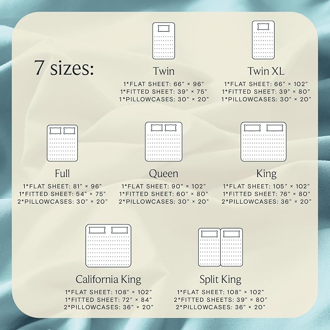 Split King Sheets for Adjustable Bed, Soft Deep Pocket Bed Sheets Set, 5PC | LuxClub Silky Fitted Sheet & Pillowcase Sets, Breathable Hotel Luxury Bedding for Mattress Wrinkle Free, Aqua