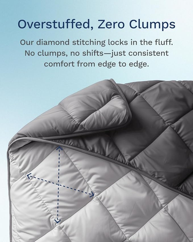 ViscoSoft Twin/Twin XL Reversible Comforter - Duvet Insert -Light/Dark Gray | All Season Cooling Lightweight Reversible Quilted Blanket - OEKO-TEX Certified - Down Alternative - Cloud-Soft