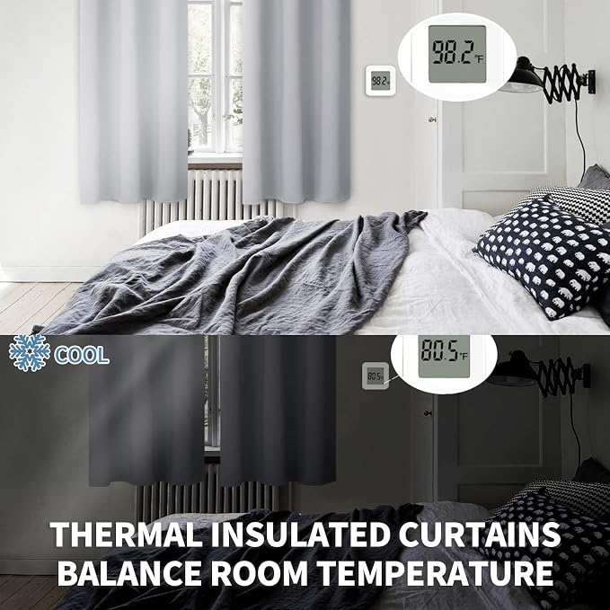 BGment Light Grey Room Darkening Curtains 69 Inch for Bedroom - 2 Panels | Grommet Top, Light-Blocking, Sunblock, Thermal Insulated, Window Drapes for Kids Boys Room, 55x69 Inch