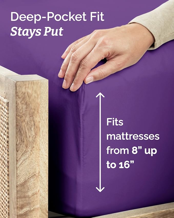 Twin Size 3 Piece Sheet Set - Comfy Breathable & Cooling Sheets - Purple | Hotel Luxury Bed Sheets for Women & Men, Deep Pockets, Easy-Fit, Extra Soft and Wrinkle Free Sheets, Oeko-Tex Bed Sheet Set