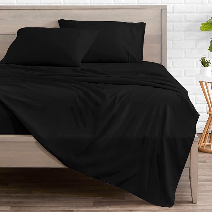 Bare Home Cal King Sheet Set - 1800 Ultra-Soft (California King, Black) | Deep Pockets 6 to 15 Inches, Breathable, Hypoallergenic, Hotel Luxury, Easy Fit, Soft, All-Season
