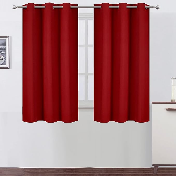 Red Blackout Curtains 42 x 54 Inch Length Set of 2 Panels Grommet Bedroom Curtains for Living Room