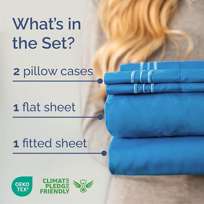 Cal King Size 4 Piece Sheet Set - Breathable & Cooling Sheets - Royal Blue | Hotel Luxury Bed Sheets for Women & Men, Deep Pockets, Easy-Fit, Extra Soft & Wrinkle Free Sheets, Oeko-Tex Bed Sheet Set