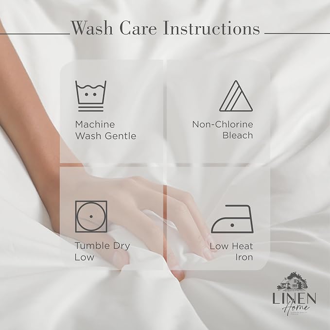 Linen Home 100% Cotton Percale Sheets Queen Size, White, Deep Pocket, 4 Pieces Set - 1 Flat, 1 Deep Pocket Fitted Sheet and 2 Pillowcases, Crisp Cool and Strong Bed Linen (Pack of 2)